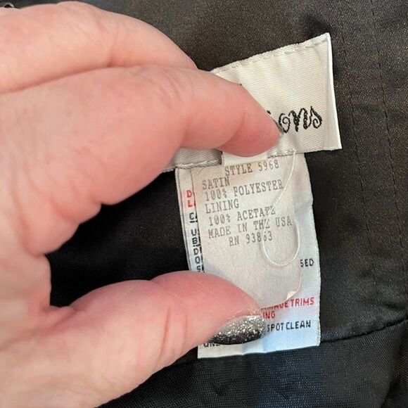 Jim Hjelm Occasions Black Strapless Satin Vintage Size 12 Dress - Picture 8 of 13